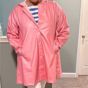 Get ready for this rain in this  Rains fashion A-line rain jacket!